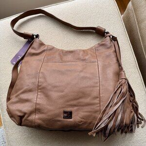 Kooba Seneca Hobo Leather Bag Tassels in Tobacco